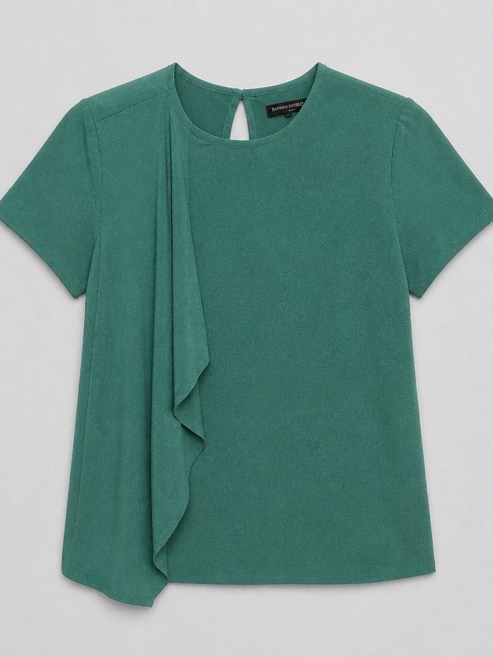 Banana Republic Green Ruffle-Detail Short Sleeve Top